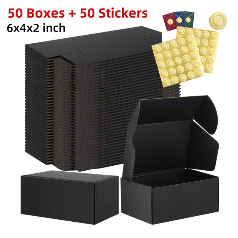 50pcs Christmas Black Shipping Boxes Bulk 6x4x2 Inch Small Corrugated Cardboard Mailer Boxes for Small Business Gifts Jewelry