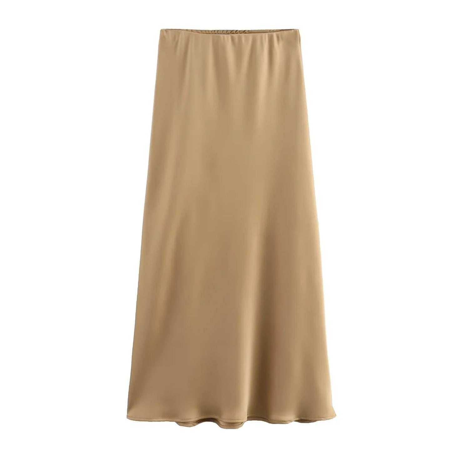 XNWMNZ Women's Fashion 2023 Flowing Satin Midi Skirt Women Vintage Elastic High