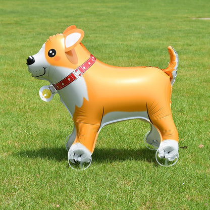 Cartoon Standing Animal Ballons with Wheels Kids Toys Outdoor Yard Walking Balloons Birthday Party Baby Shower Decor Photo Props