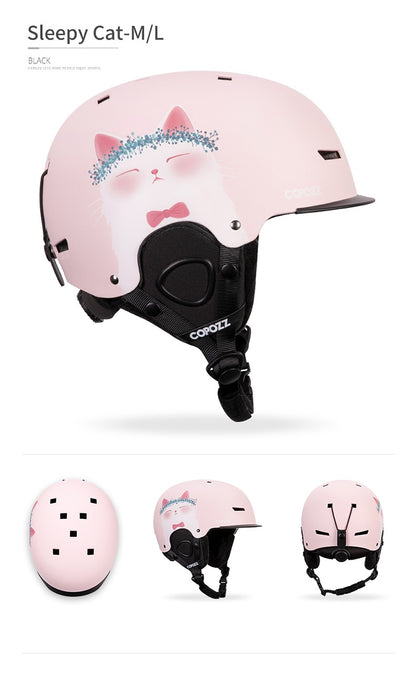 COPOZZ Novo Capacete de Esqui Unissex com Certificado, Meio-Coberto, Anti-impacto, Para Adultos e Crianças, Segurança na Neve, Capacete de Snowboard