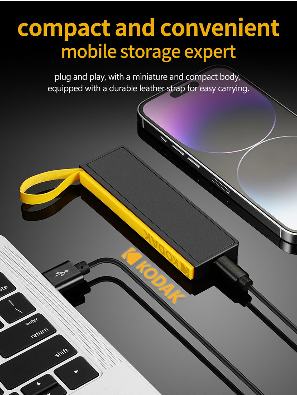 KODAK Portable SSD External Hard Drive 2TB 1TB 512GB 256GB Flash USB3.2 Type-C Mini PSSD for Laptop Desktop Smartphones
