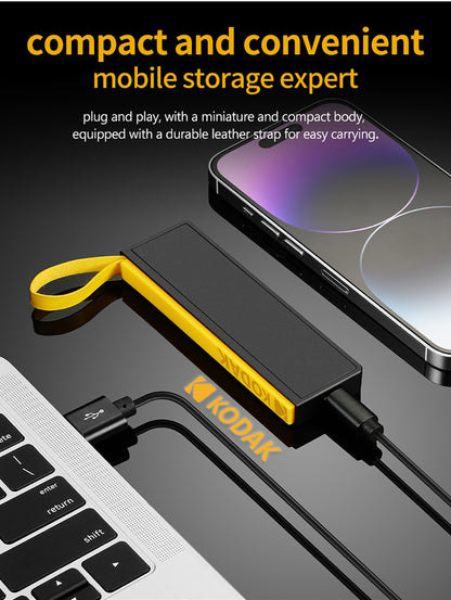 KODAK Portable SSD External Hard Drive 2TB 1TB 512GB 256GB Flash USB3.2 Type-C Mini PSSD for Laptop Desktop Smartphones