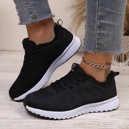 Winter fashion plush walking flats, women's casual shoes sports shoes