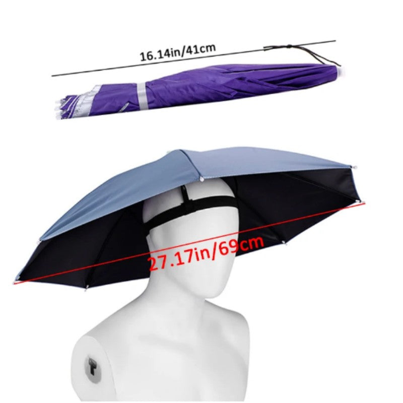 Head Wearing Foldable Umbrella Hat For Sun Protection Rain Protection Fishing Outdoor Sports Cycling Sun Protection Umbrella Hat