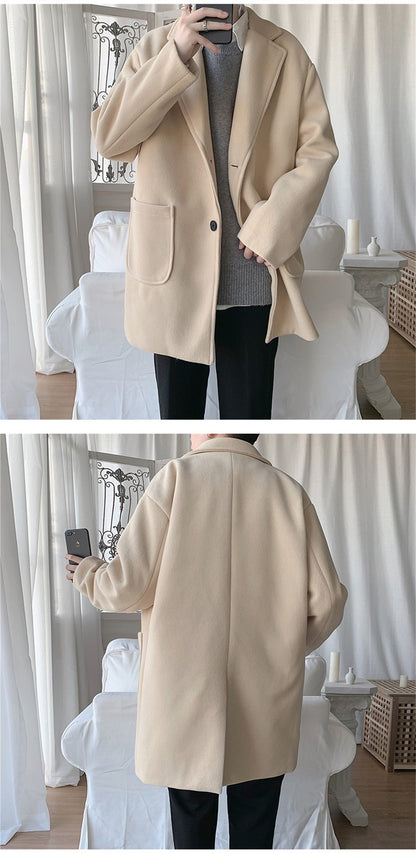 VERSMA Japanese Trendy Causal Vintage Winter Thick Wool Trench Coat Men Autumn Oversized Long Sleeve Male Overcoat Plus Size 5XL