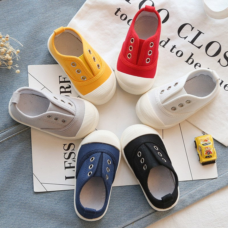 New Children's Low Cut Canvas Shoes Breathable Boys' Cloth Shoes Fashion Girls' Casual Shoes Colored Biscuit Shoes