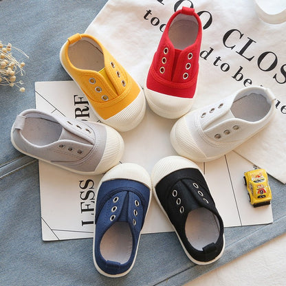 New Children's Low Cut Canvas Shoes Breathable Boys' Cloth Shoes Fashion Girls' Casual Shoes Colored Biscuit Shoes