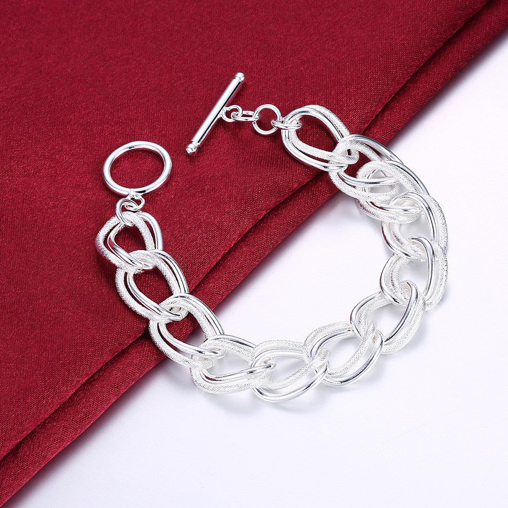 Pulseira Requintada em Prata Esterlina 925 com Corrente Sólida, Amuleto da Moda, Feminino e Masculino, Joias para Casamento, Modelos Lindos e Simples