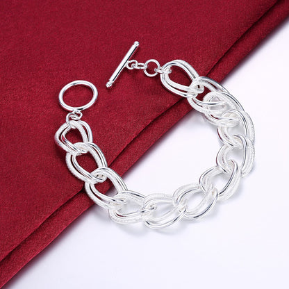 Pulseira Requintada em Prata Esterlina 925 com Corrente Sólida, Amuleto da Moda, Feminino e Masculino, Joias para Casamento, Modelos Lindos e Simples