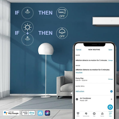LinknLink Smart Home Bridge Sensor de Presença de Emoções, Sensor de Movimento Inteligente WiFi com Radar mmWave, IR, Funciona com Alexa e Google Home