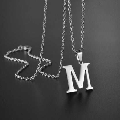 Colar de Aço Inoxidável com Pingente de Nome Letras A-Z do Alfabeto, Colares Minimalistas Iniciais para Homens e Mulheres, Presentes de Moda no Atacado