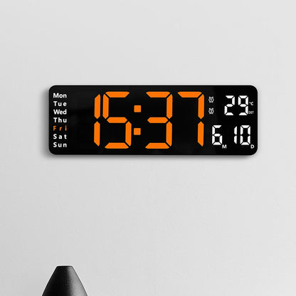 Large Digital Wall Clock Temp Date Week Display Remote Control Power Off Memory Table Clock Wall-mounted Dual Alarms LED Clocks