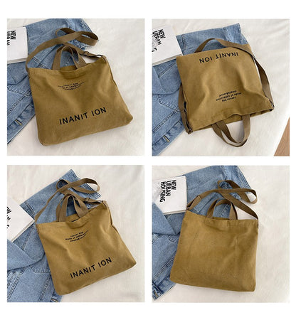 Japanese Canvas Men's and Women's Simple Cross-body Bag Wash Canvas Thick Handbag Large Capacity Arts Students Package Satchel