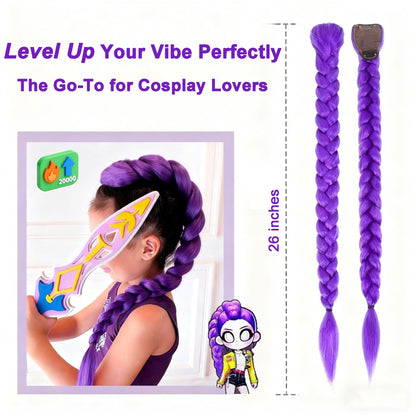 Peruca Cosplay Roxa Temática Wigundle para Personagem de Quadrinhos Festa de Halloween Encenação Peruca Sintética Resistente ao Calor Presente de Feriado Diário