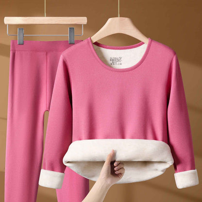 Winter Thermal Underwear Set For Men And Women Thick Velvet Lining Suitable For Wearing Cold Warm Underwear's Top And Bottoms