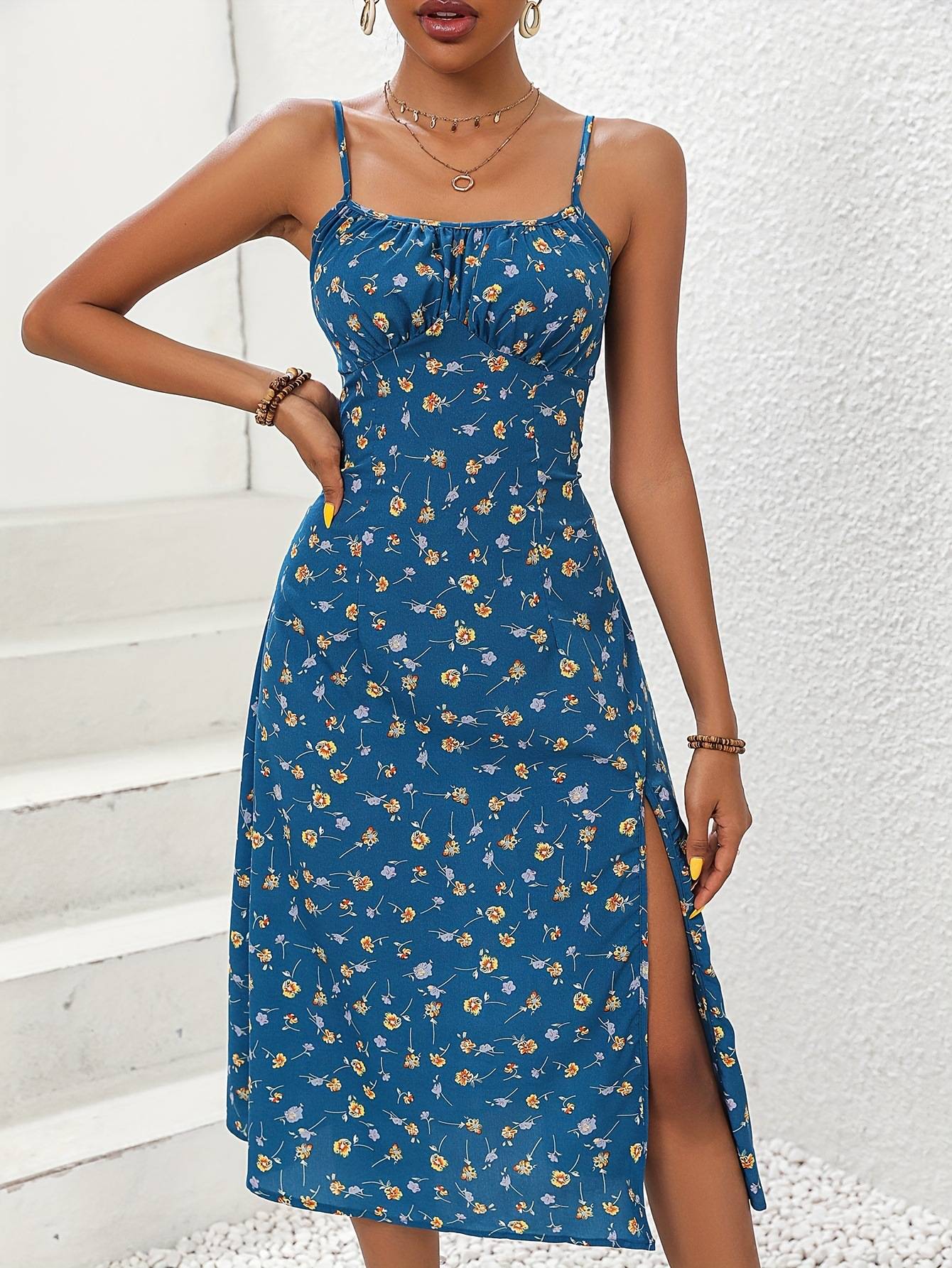 2024 Summer Sexy Spaghetti Straps Dress Women Fashion Polka Dot Print Sleeveless