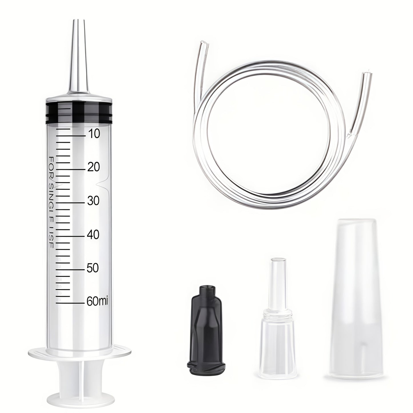Seringa grande de 60/100/150ml com 100 cm de tubo, conversor, conjunto de tampa, injetor de jardim, para batom líquido, tinta, resina epóxi, óleo