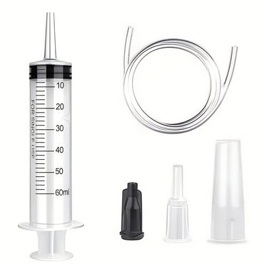 Seringa grande de 60/100/150ml com 100 cm de tubo, conversor, conjunto de tampa, injetor de jardim, para batom líquido, tinta, resina epóxi, óleo