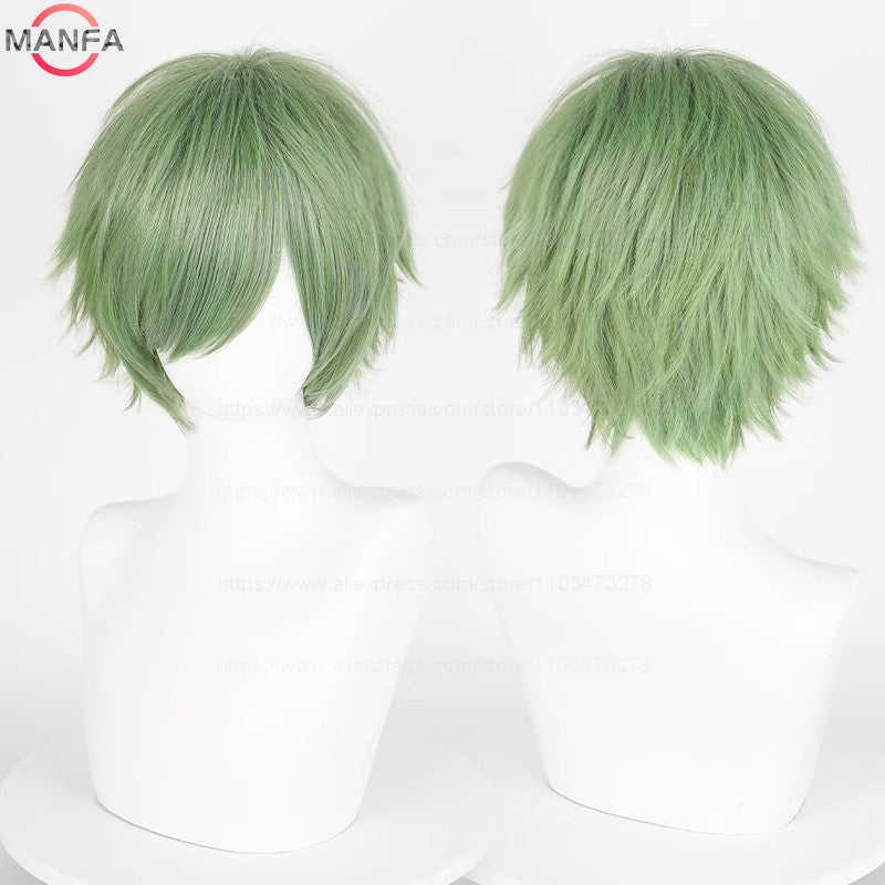 Anime 30cm Curta Reta Peruca Cosplay Preto Branco Verde Marrom Roxo Azul Cinza Vermelho Dourado Homens Mulheres Cabelo Sintético Resistente ao Calor