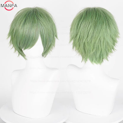 Anime 30cm Curta Reta Peruca Cosplay Preto Branco Verde Marrom Roxo Azul Cinza Vermelho Dourado Homens Mulheres Cabelo Sintético Resistente ao Calor