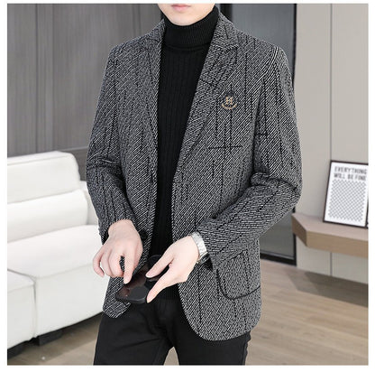 2026 Men's Striped Embroidered Casual Wool  blazer