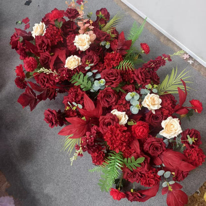 Luxury Artificial Flower Row Wedding Decoration Long Flower Runner Hang Flower Row Floral Backdrop Props Outdoor Party Decor