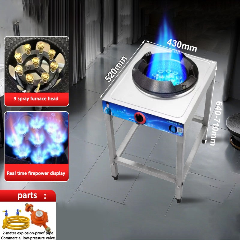 Fogão a Gás Liquefeito Comercial Fierce Fire Stove, Fogão de Bancada de Queimador Único para Restaurante com Economia de Energia e Proteção Contra Interrupção da Chama