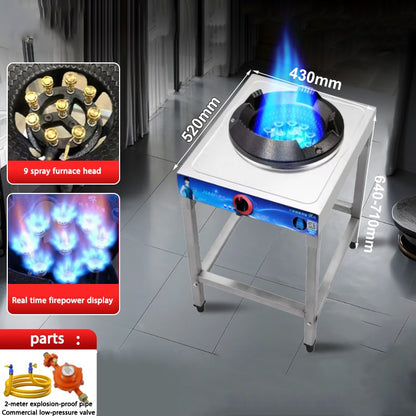 Fogão a Gás Liquefeito Comercial Fierce Fire Stove, Fogão de Bancada de Queimador Único para Restaurante com Economia de Energia e Proteção Contra Interrupção da Chama