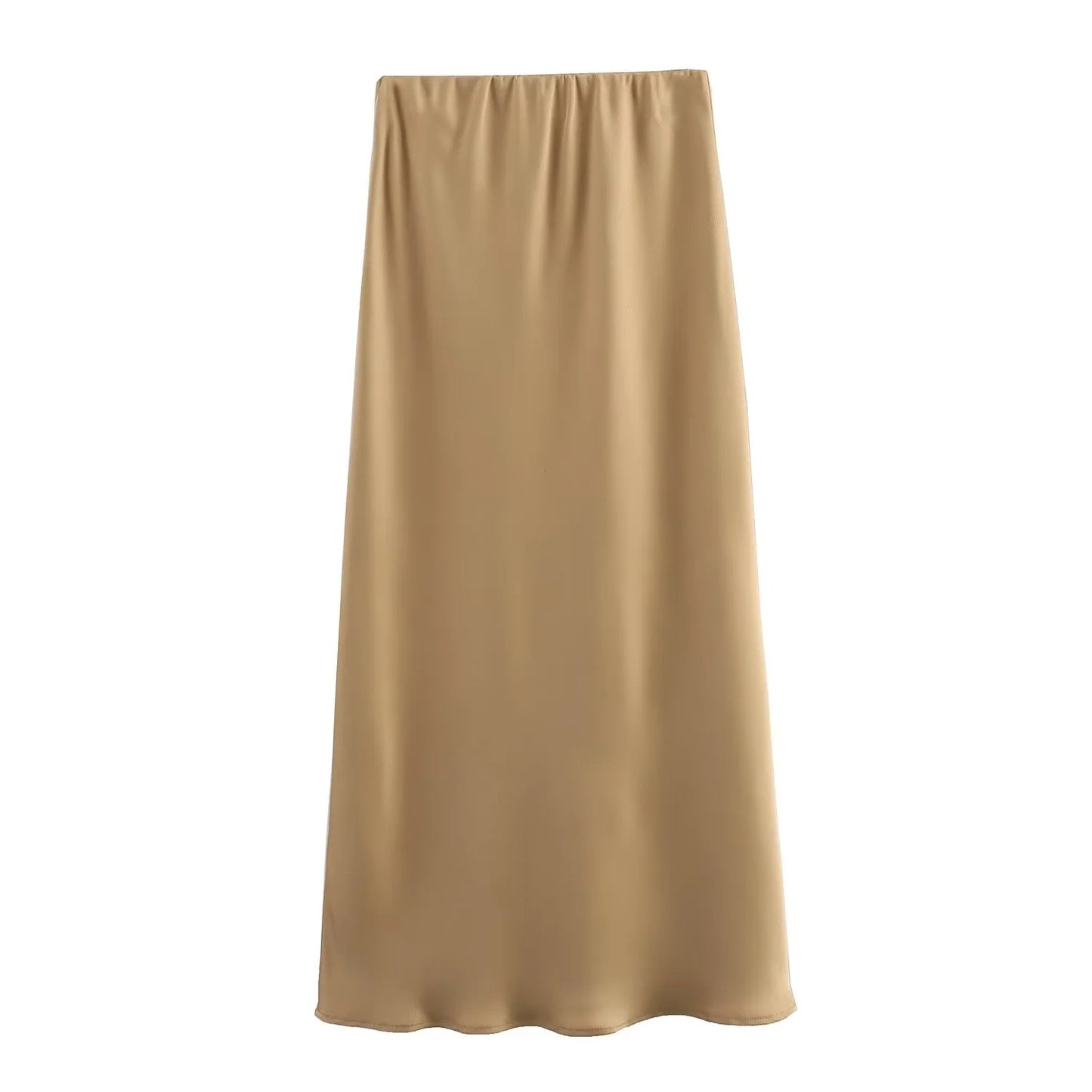 XNWMNZ Women's Fashion 2023 Flowing Satin Midi Skirt Women Vintage Elastic High