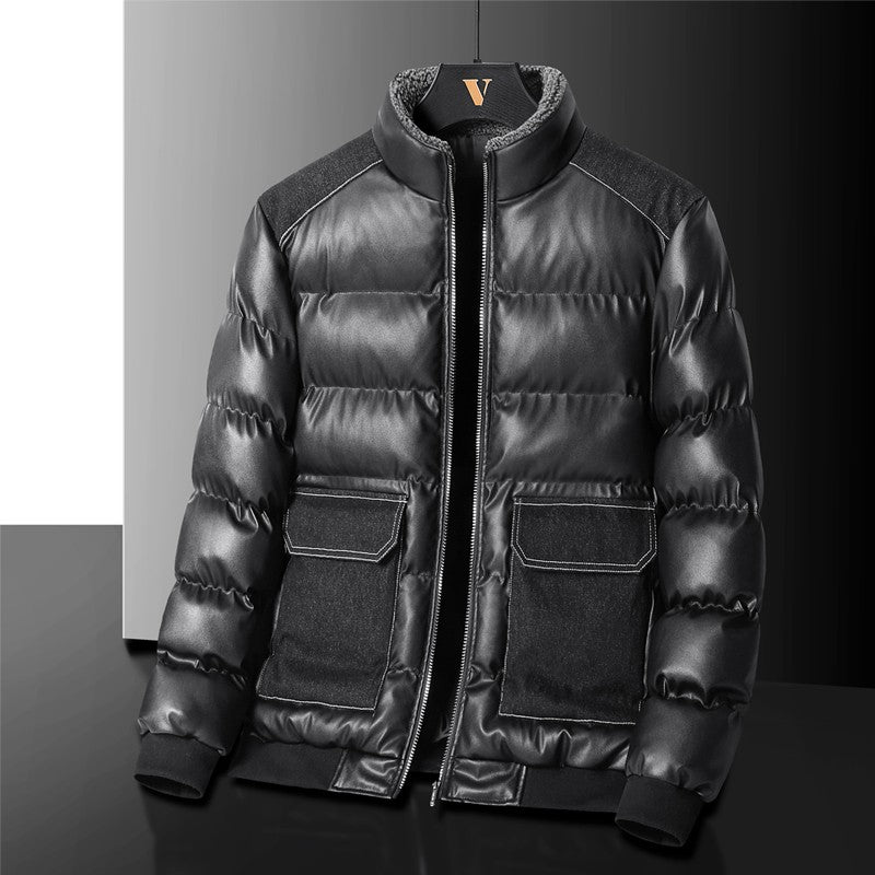 2024 Autumn/Winter New Men's Cowboy Coat Men's Youth Collar Jacket Men Single row Concealed Buckle Casual top big size