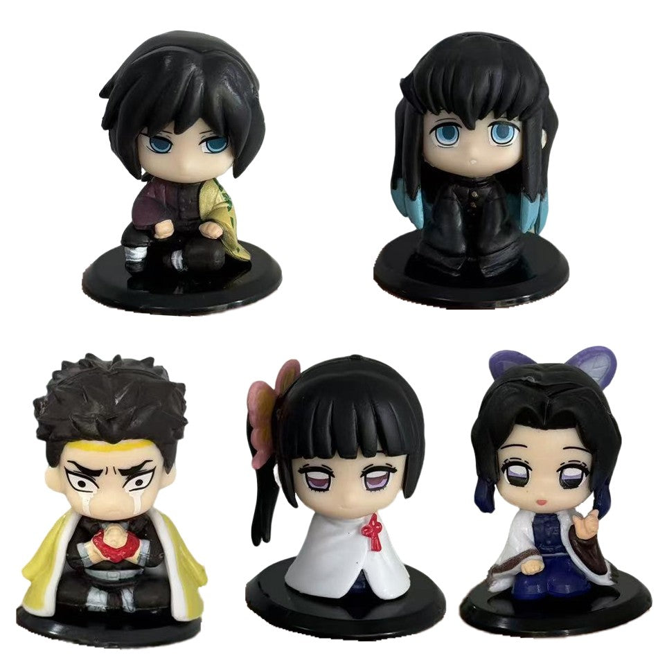 Atacado de Bonecos em Miniatura Q Posket Demon Slayer 5pçs 10pçs 15pçs Kits Kimetsu No Yaiba Pequenas Bonecas de PVC Decoração de Mesa