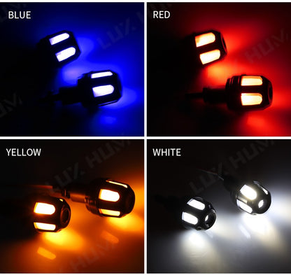 Luz estroboscópica de guidão de motocicleta, luz indicadora de LED de alto brilho, luz de seta para scooter 12V, lâmpada de advertência lateral à prova d'água