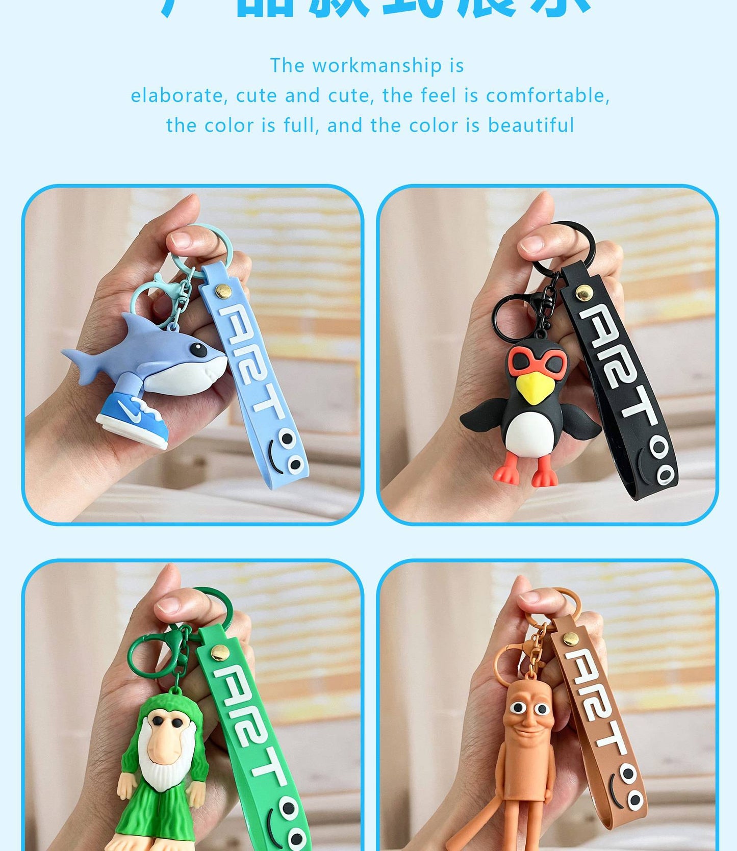 Italian Brainrot Keychain Accessories, Tungtungsahur Whimsical Abstract Mirage Creature Designs Bag Charm