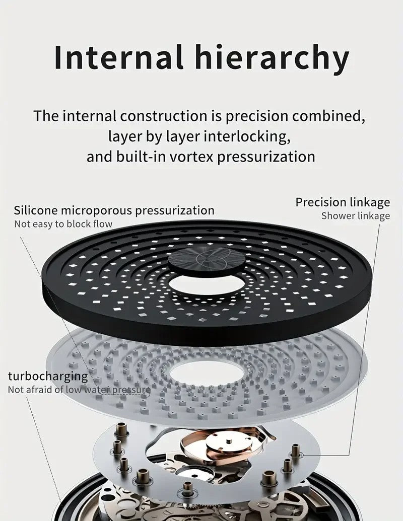 25cm Top Spray Large Water Volume Booster Shower Head Pressurized Single Head Home Bathroom Shower Head