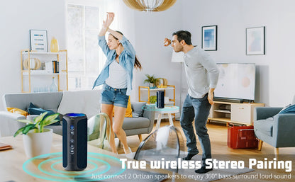 Caixas de Som Bluetooth Ortizan 40W Som Alto Portátil Estéreo Sem Fio IPX7 À Prova d'Água Pareamento Duplo Graves Profundos Caixa de Música LED