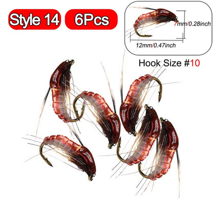 5 Peças Latão Beadhead Pavão Herl Buzzer Fly Isca de Pesca no Gelo Jig Ninfas Larvas para Pesca de Truta Perca Bluegill