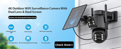 8MP 4K Wifi PTZ Camera Dual Lens Dual Screens Surveillance Camera Outdoor 2MP 4MP HD Night Vision Home Security Camera ICSEE APP