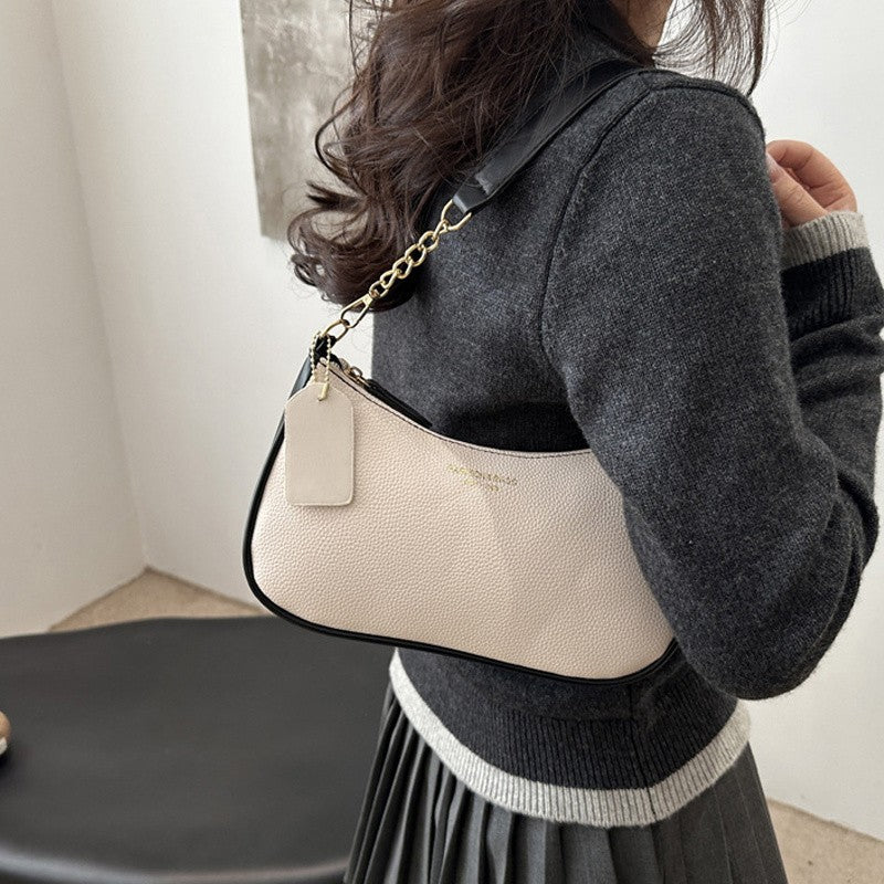 Cherry Pendant Shoulder Bag Women Light Luxury New High-end Women's Bag Soft Lychee Pattern Underarm Bag Casual Dumpling Bag