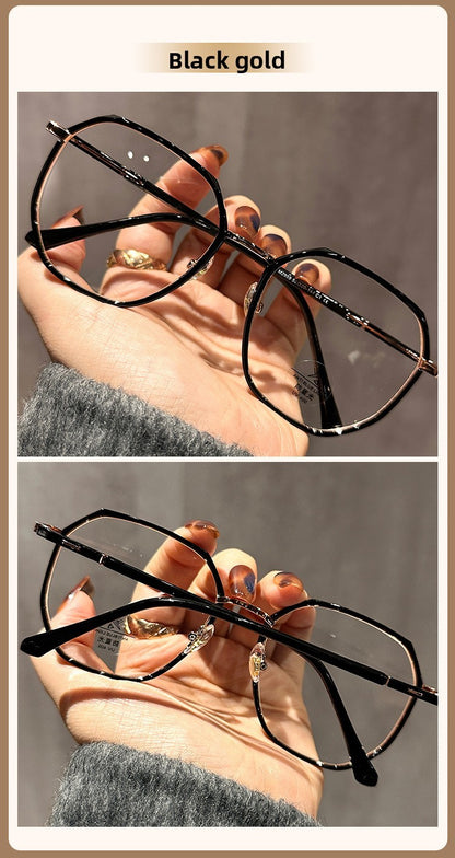 LYSON New Fashion Large Polygonal Women Reading Glasses Anti Blue Light Progressive Prescription Glasses Myopia Optical Eyewear