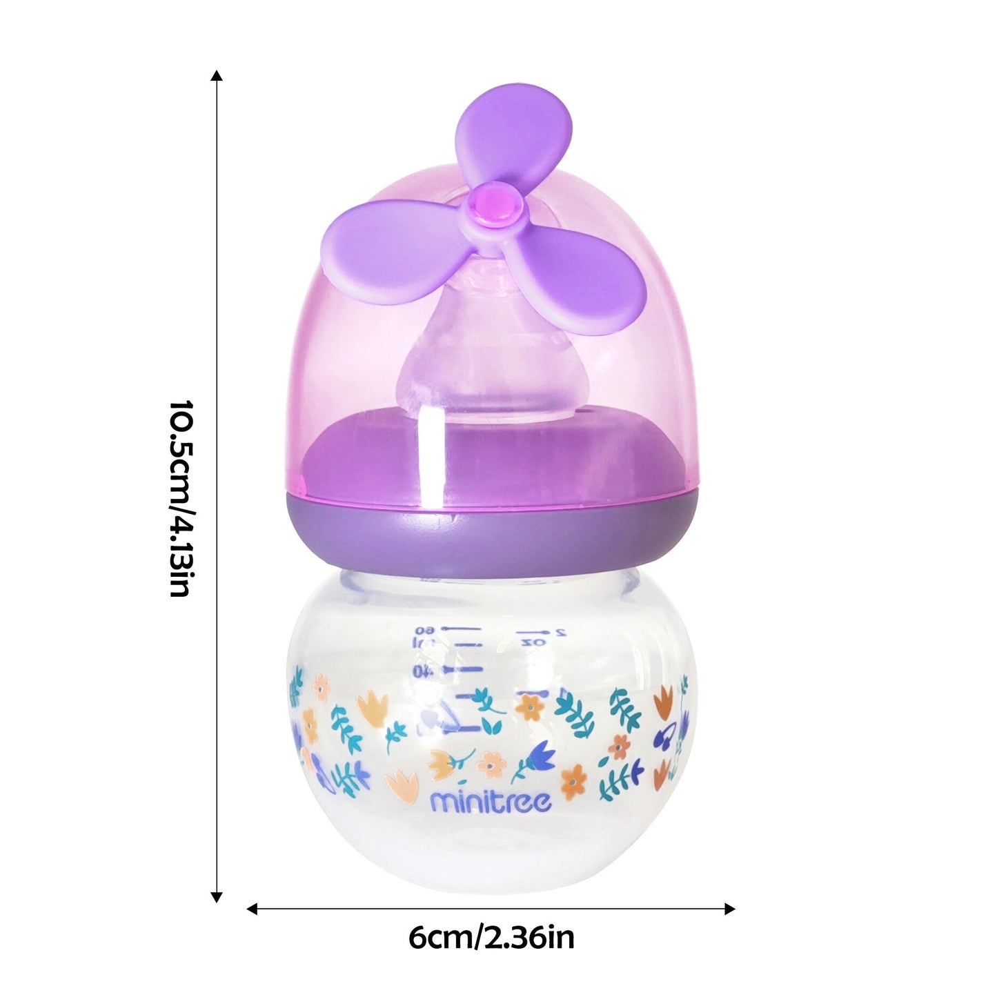 Special baby bottle for 0-6 months old, standard mouth, 60ML small capacity baby bottle, anti-fall and leak-proof