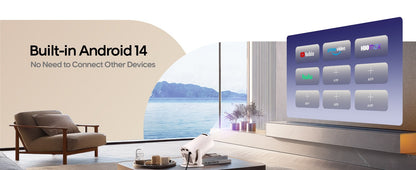 Magcubic Projector Android14 HY300 WiFi6 290ANSI Android14.0 8K Allwinner H726 130"screen BT5.4 Home Theater Outdoor portable