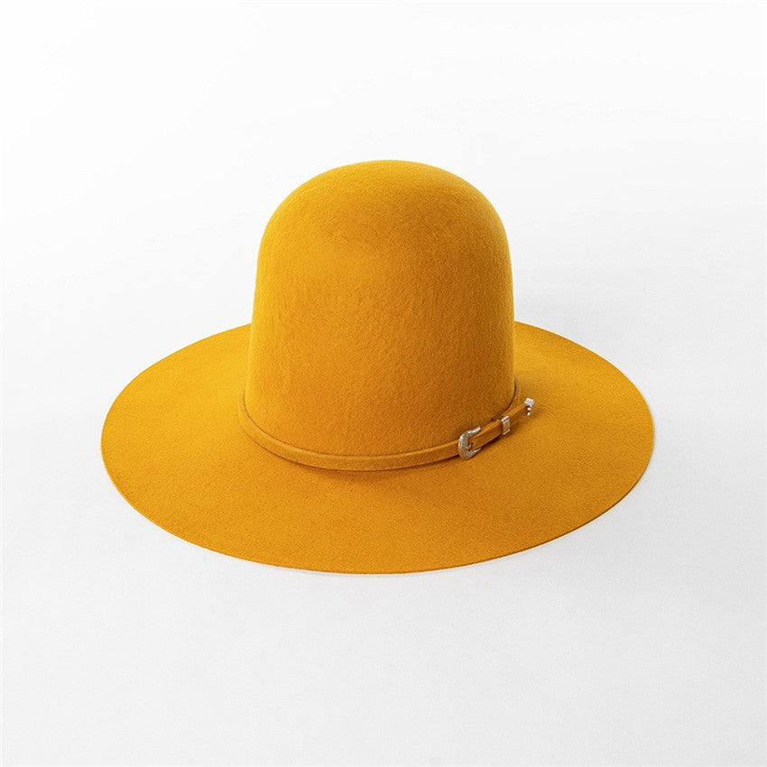 202409-HH2103B ins elegante chapéu de feltro de inverno de lã com coroa alta e cinto 58cm de circunferência modelo desfile chapéu de sol masculino feminino para lazer