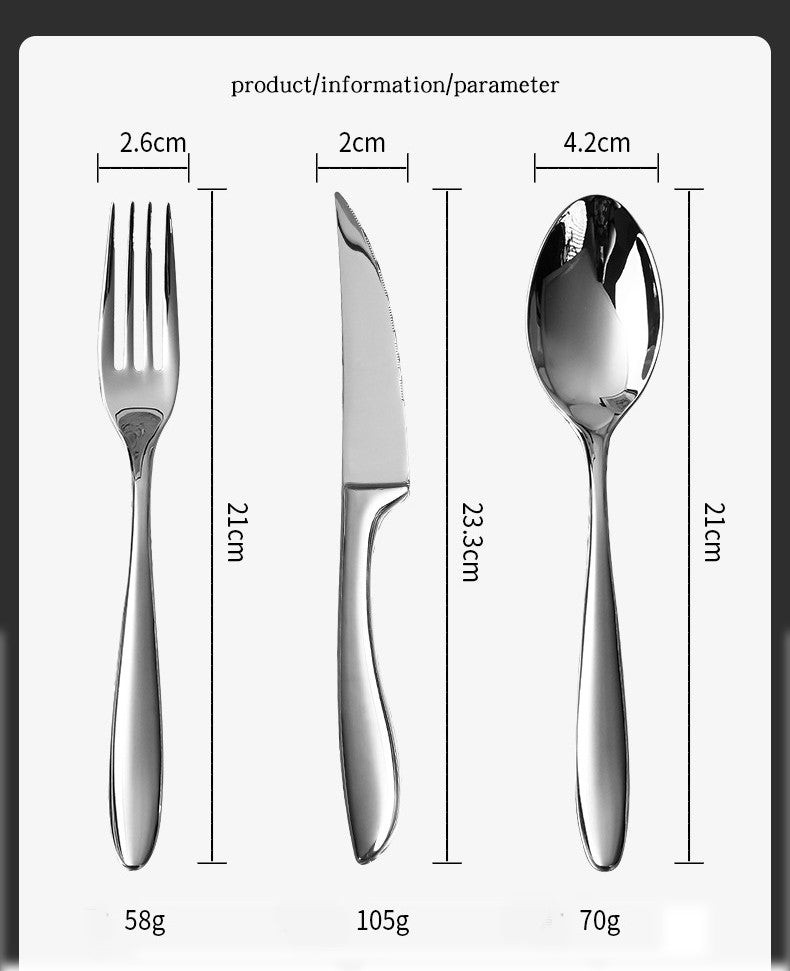 6 Peças de talheres de aço inoxidável 304, conjunto criativo de faca, garfo e colher para bife, para restaurante e hotel, conjunto de talheres de alta qualidade.