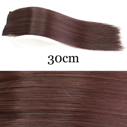 MERISI HAIR Apliques de Cabelo Sintético Liso Invisível com 2 Presilhas, Aumento de Volume, Extensões de Cabelo, Cobertura Lateral Superior