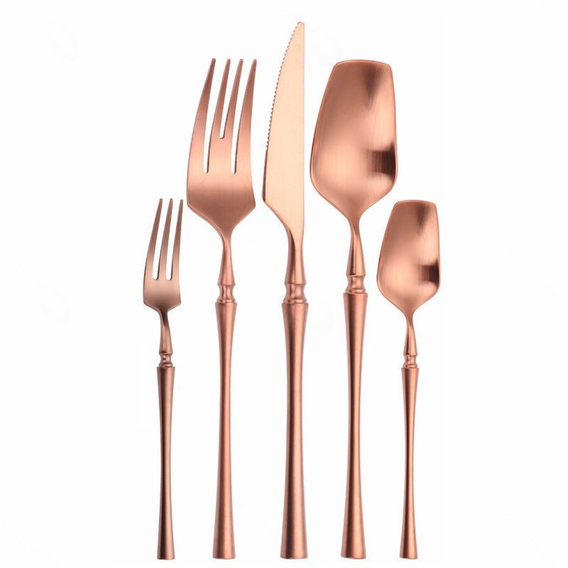 Conjunto de Talheres Matte Dourado Garfos Colheres Facas Conjunto de Talheres Aço Inoxidável Dourado Prata com Garfo de Bolo