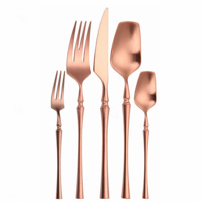 Conjunto de Talheres Matte Dourado Garfos Colheres Facas Conjunto de Talheres Aço Inoxidável Dourado Prata com Garfo de Bolo