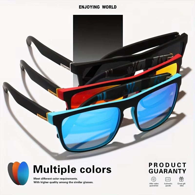 1-4PCS Men Classical Square Polarized Sports Sunglasses Lightweight PC Frame UV400 for Driving Fishing Cycling Unisex Durability