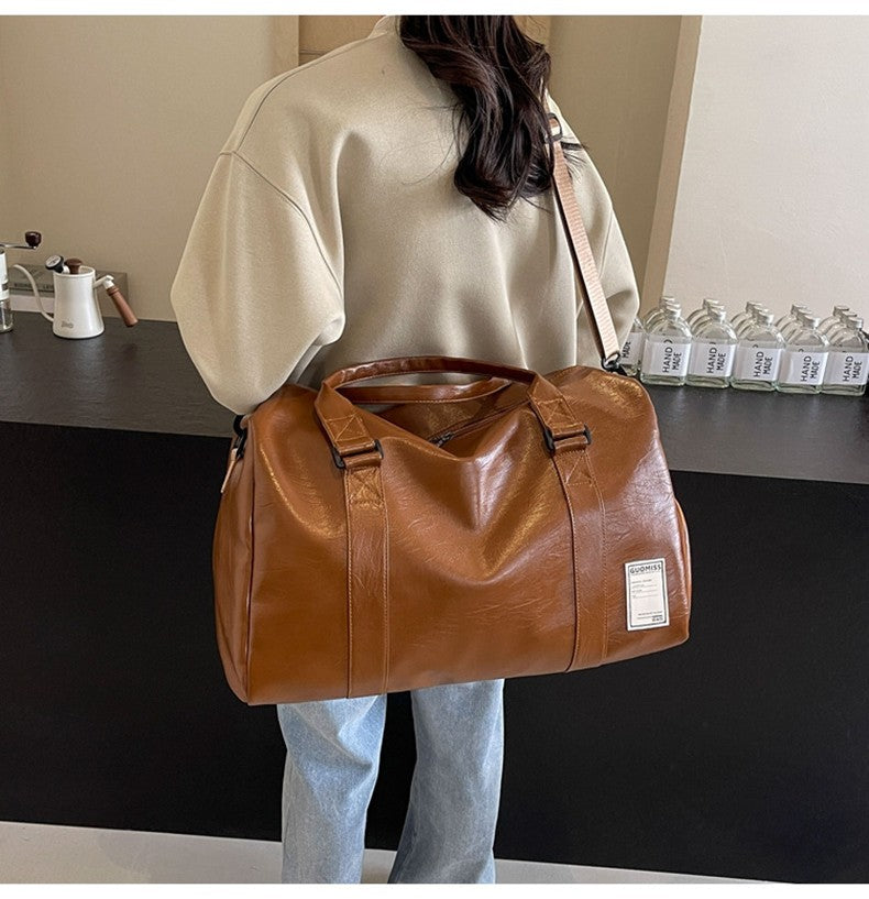 PU Travel Duffel Bag Waterproof Luggage Handbag with Shoes Pocket Weekender Overnight Daypack Dry Wet Sports Shoulder Tote Pack