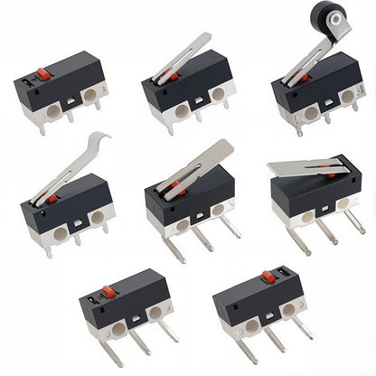 20PCS Mini Micro Limit Switch C NO NC 3 Pins PCB Terminals SPDT 1A 125V Roller Arc Lever Snap Action Push Micro Mouse Switches
