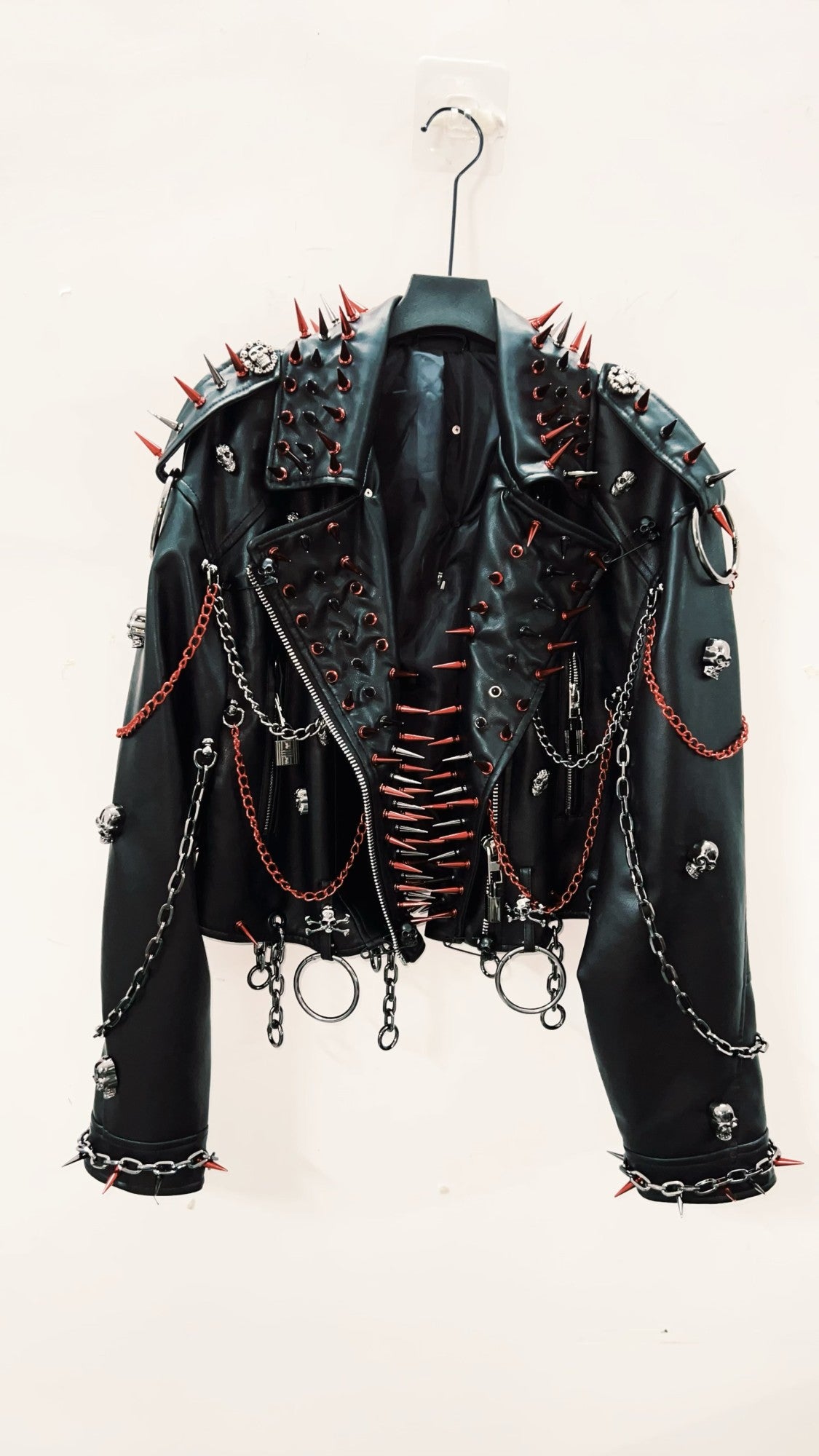 vintage Leather jacket Gothic Leather jacket Punk Leather jacketoversizeLeather jacket Rivet Leather jacket skull Leather jacket